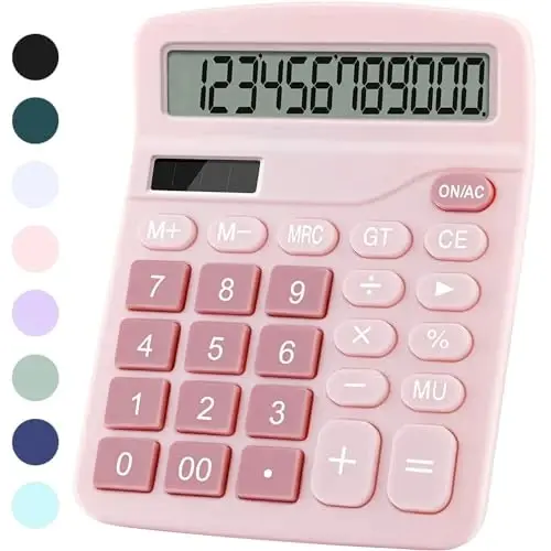 Office Desk Calculator, Cute Calculator for Kids, Basic Calculators Desktop, Dual Power Simple Financial Calculator with Big Button Large Display for Office Home and School (Pink) - 1