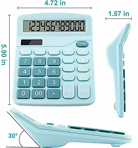 Ofis Masası Hesap Makinesi, Çocuklar İçin Şirin Hesap Makinesi, Temel Hesap Makineleri Masaüstü, Büyük Düğmeli ve Büyük Ekranlı Çift Güçlü Basit Finans Hesap Makinesi (Mavi) - 4