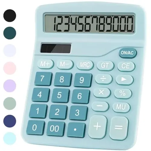 Office Desk Calculator, Cute Calculator for Kids, Basic Calculators Desktop, Dual Power Simple Financial Calculator with Big Button Large Display for Office Home and School (Blue) - PUNGLTD