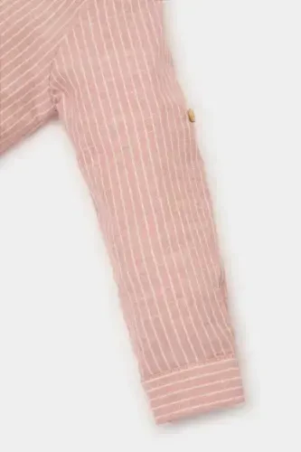 O'g'il bola flanel poplin uzun yengli chiziqli ko'ylak - och gulquru - 3