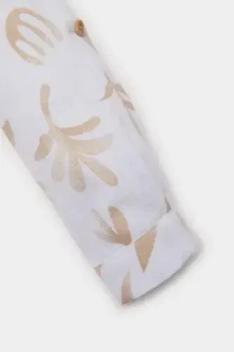 O'g'il bola naqshli bayroqli poplin uzun yengli ko'ylak - qum - 3