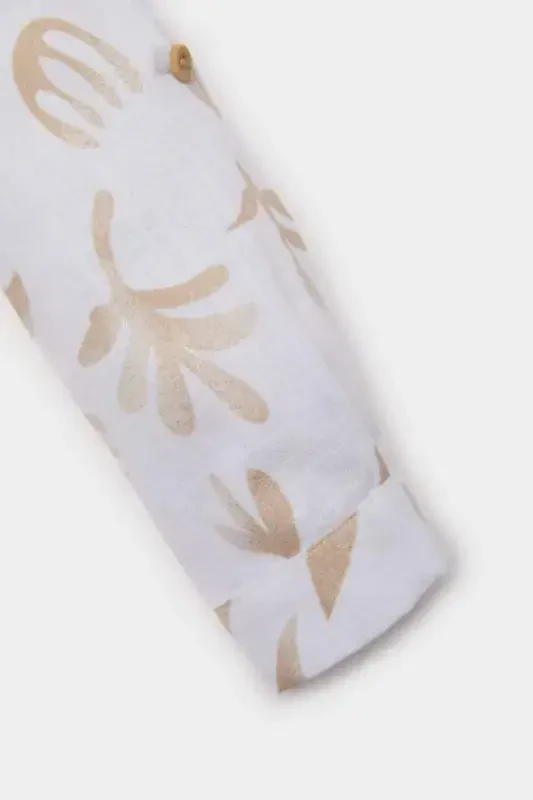 O'g'il bola naqshli bayroqli poplin uzun yengli ko'ylak - qum - 3