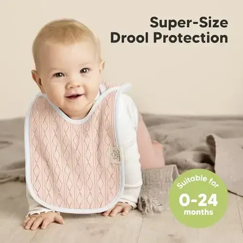 O'g'il bolalar, qizlar uchun 8 dona bib - So'lak oqayotgan tishlayotgan qizaloq va o'g'il bola, chaqaloq, yumshoq va shimuvchi, yoqimli ranglar, katta torso qoplamasi Chaqaloqni toza va quruq saqlang (Prizma) - KEABABIES (1)