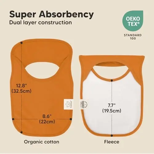 O'g'il bolalar, qizlar uchun 8 dona bolalar uchun bibilar - So'lak oqadigan tish yoradigan qiz va o'g'il bolalar uchun pullover bibilar, yangi tug'ilgan chaqaloq, yumshoq va shimuvchan, yoqimli ranglar, katta tana qismini qoplaydi va chaqaloqni toza va quruq saqlaydi (Sahro) - 1