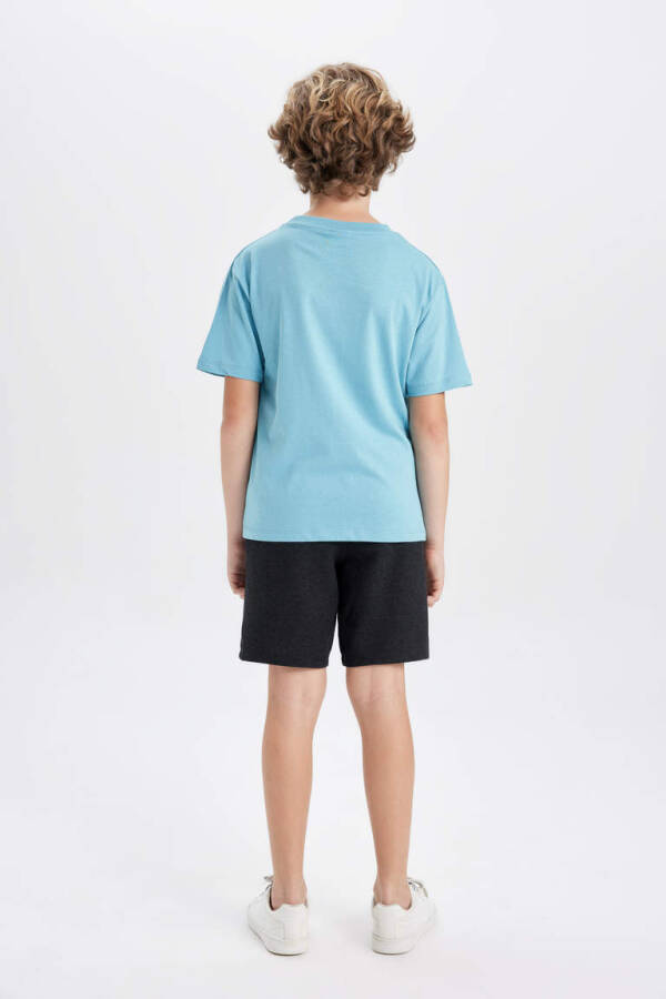 O'g'il bolalar uchun bosilgan qisqa yengli futbolka va shortilar 2 qismli to'plam och ko'k - 5