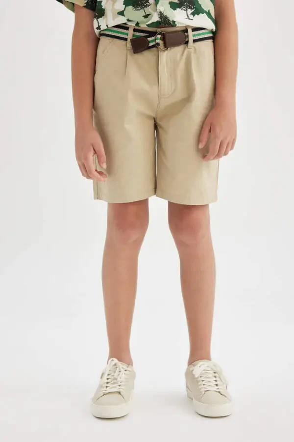 O'g'il bolalar uchun cho'ntakli Bermuda shortilari bej rang - 3