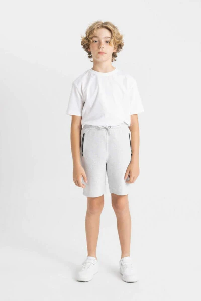 O'g'il bolalar uchun fermuarli cho'ntakli shortik Optik kulrang melanj - Defacto (1)