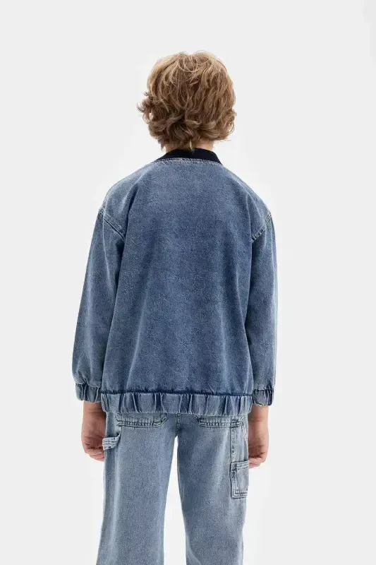 O'g'il bolalar uchun kollej yoqali bomber jin kurtka C3685A824AU - 6