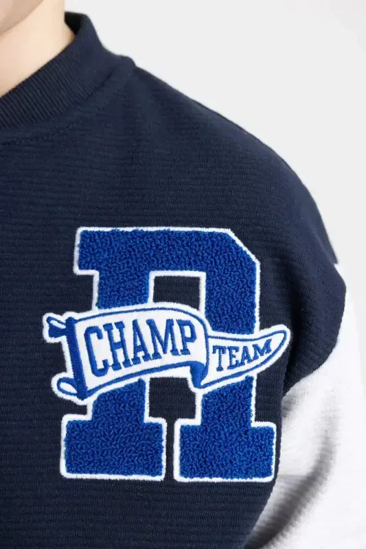 O'g'il bolalar uchun kollej yoqali bomber ko'ylagi B6635A824SP - 3