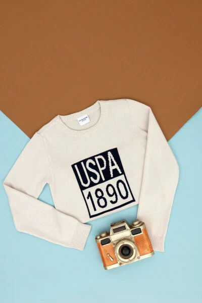 O'g'il bolalar uchun krem rangli velosiped yoqali ko'ylagi 50271343-VR071 - U.S. POLO ASSN.