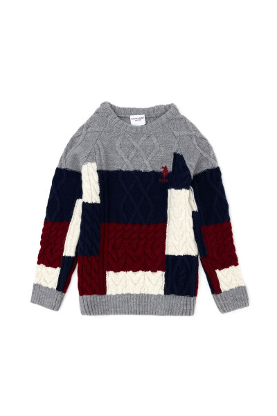 O'g'il bolalar uchun kulrang melanj sviter 50271370-VR086 - U.S. POLO ASSN.