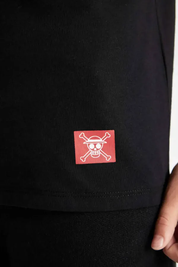 O'g'il bolalar uchun One Piece velosiped yoqasi qisqa yengli futbolka qora - 7