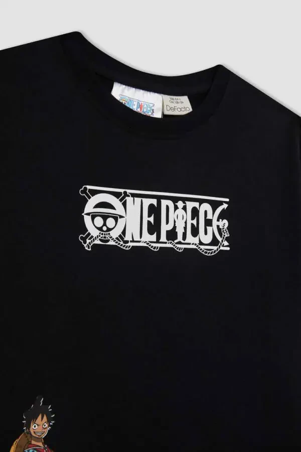 O'g'il bolalar uchun One Piece velosiped yoqasi qisqa yengli futbolka qora - 9