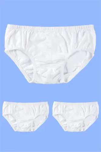 Oʻgʻil bolalar uchun oq shim, 100% paxta, 3 dona - 1