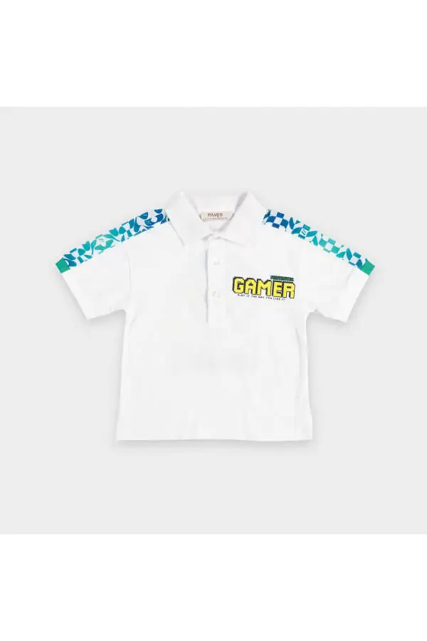 O'g'il bolalar uchun oq yoqali futbolka - 4