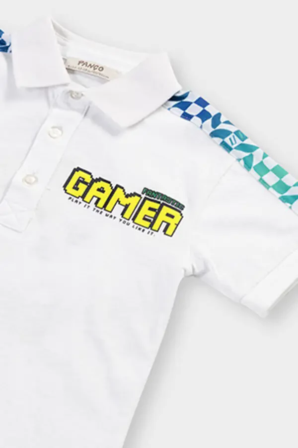 O'g'il bolalar uchun oq yoqali futbolka - 3