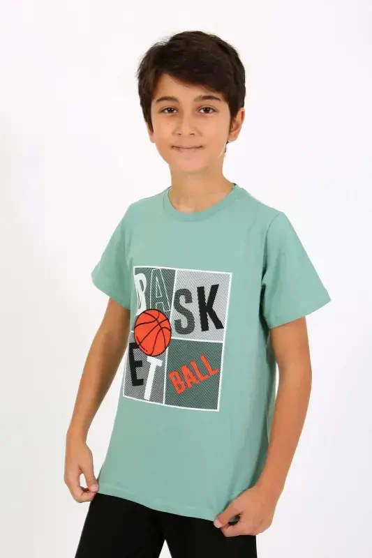 O'g'il bolalar uchun qisqa yengli paxta pijama to'plami 20758 To'q yashil - 1