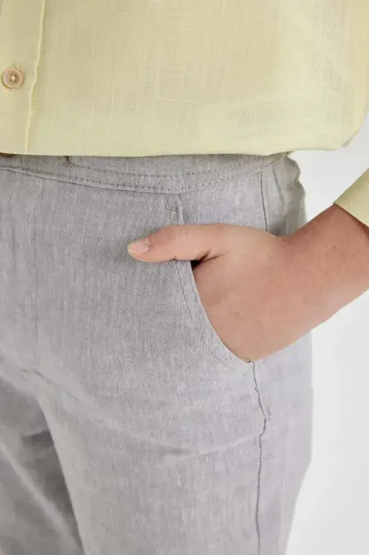 O'g'il bolalar uchun standart oyoqli zig'ir aralashmasi shimlar Z1706a623sm - 7