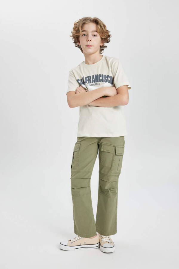 O'g'il bolalar uchun to'g'ri oyoqli gabardin jogger shim Khaki - 3