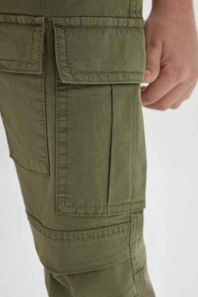 O'g'il bolalar uchun to'g'ri oyoqli gabardin jogger shim Khaki - 5