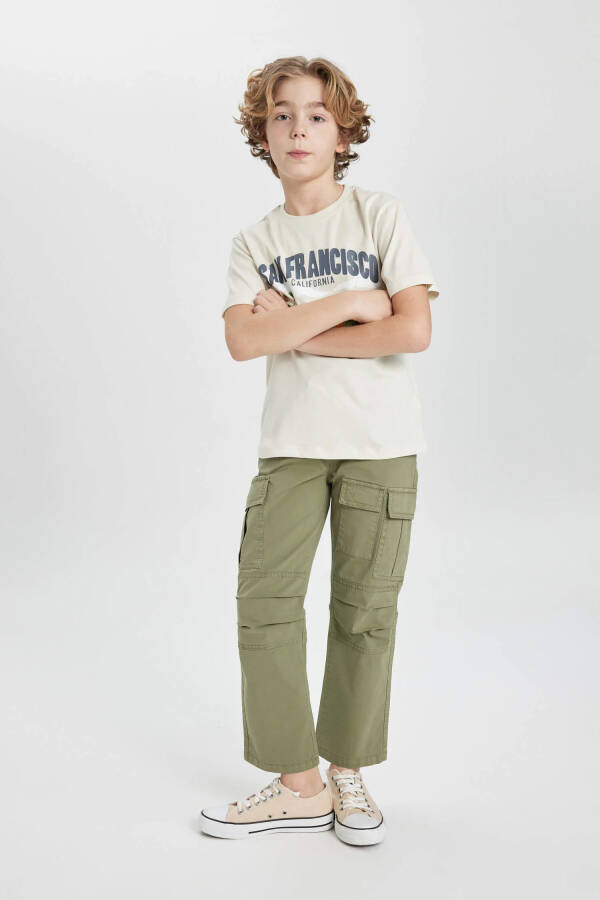 O'g'il bolalar uchun to'g'ri oyoqli gabardin jogger shim Khaki - 8