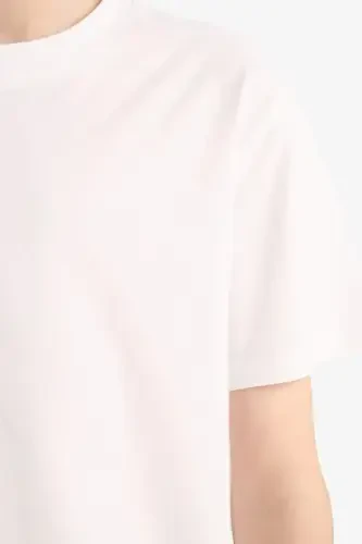 O'g'il bolalar uchun velosiped yoqali qisqa yengli futbolka oq rang - 5