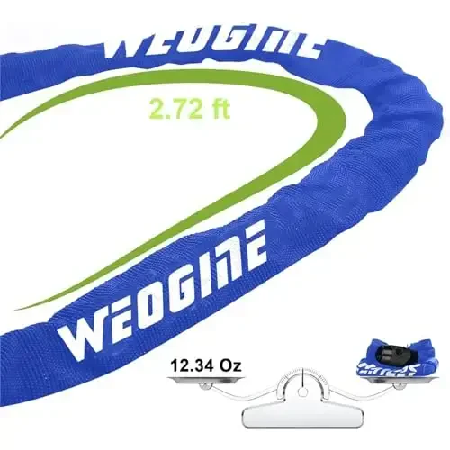 Og'ir yukga mo'ljallangan o'g'irlikka qarshi velosiped zanjiri qulfi, 3 ta kalitli 2,72 futlik xavfsizlik qulfi, scooter, mototsikl, eshik, darvoza, panjara uchun suv o'tkazmaydigan - 5