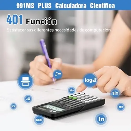 Scientific Calculator for Students, 991 MS Science Calculator for Middle and High School Supplies Calculator with Cover (Black) - 3