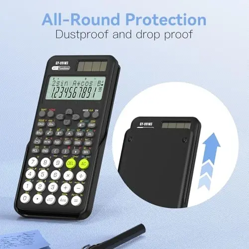 Scientific Calculator for Students, 991 MS Science Calculator for Middle and High School Supplies Calculator with Cover (Black) - 7