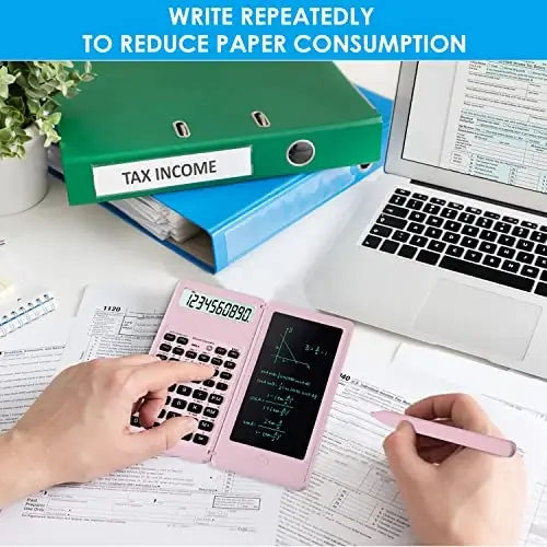 IPepul Scientific Calculators for Students, 10-Digit Large Screen, Math Calculator with Notepad, Classroom Must Haves for Middle High School Supplies & College （Pink - 7