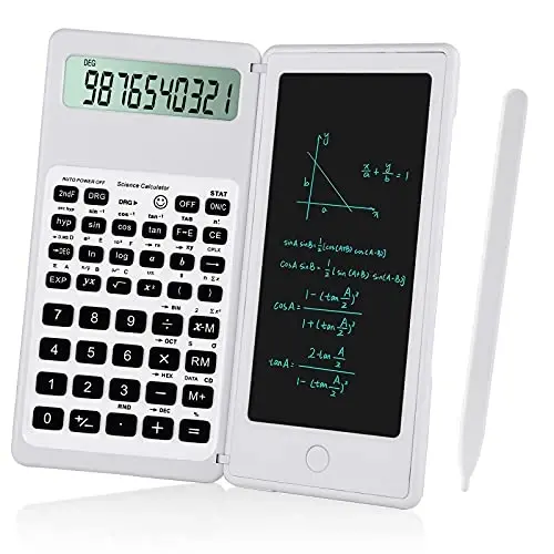IPepul Scientific Calculators for Students, White Math Calculator with Notepad,10-Digit Large Screen, Classroom Must Haves for Middle High School Supplies & College (White) - IPEPUL