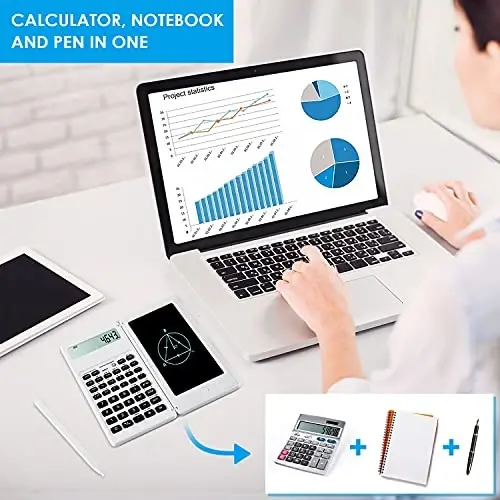 IPepul Scientific Calculators for Students, White Math Calculator with Notepad,10-Digit Large Screen, Classroom Must Haves for Middle High School Supplies & College (White) - 2