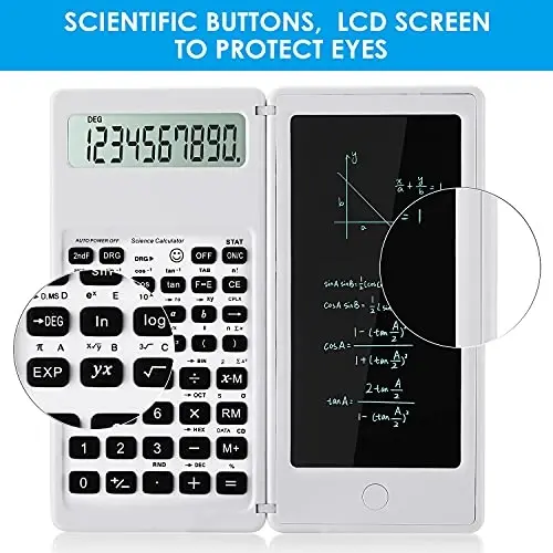 IPepul Scientific Calculators for Students, White Math Calculator with Notepad,10-Digit Large Screen, Classroom Must Haves for Middle High School Supplies & College (White) - 4