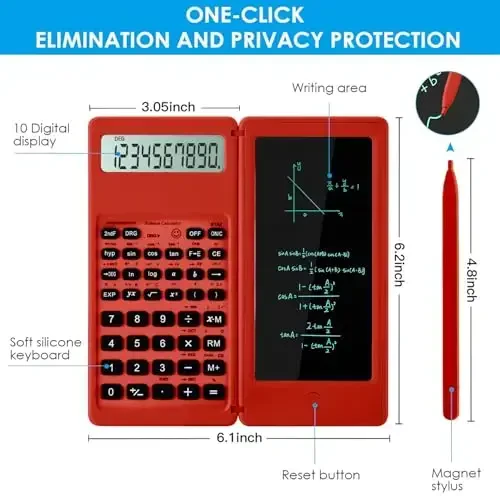 IPepul Scientific Calculators for Students, Red Math Calculator with Notepad,10-Digit Large Screen, Classroom Must Haves for Middle High School Supplies & College (Red) - IPEPUL (1)