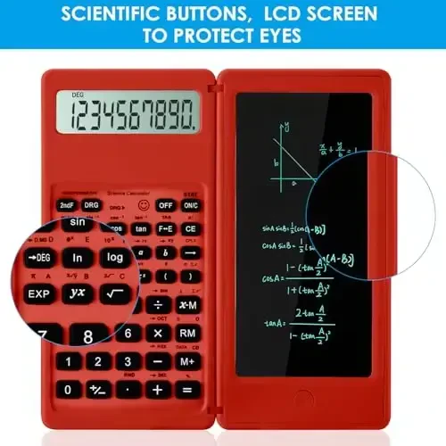 IPepul Scientific Calculators for Students, Red Math Calculator with Notepad,10-Digit Large Screen, Classroom Must Haves for Middle High School Supplies & College (Red) - 3