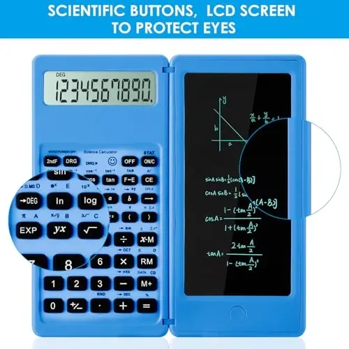IPepul Scientific Calculators for Students, Blue Math Calculator with Notepad,10-Digit Large Screen, Classroom Must Haves for Middle High School Supplies & College （Blue） - 3
