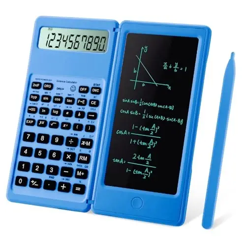 IPepul Scientific Calculators for Students, Blue Math Calculator with Notepad,10-Digit Large Screen, Classroom Must Haves for Middle High School Supplies & College （Blue） - 1