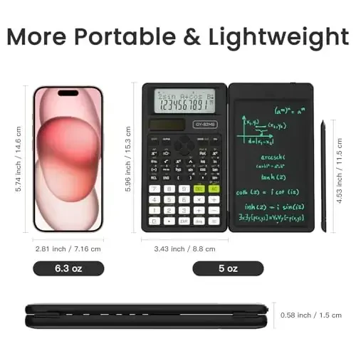 NEWYES Scientific Calculator for Students, 82 MS Foldable Science Calculator with Notepad for Middle and High School Supplies - 6