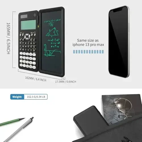 Scientific Calculator for Students with Notepad, ROATEE Middle and High School Supplies for Students, 82 MS Foldable 2-Line Display Science Calculator with Writing Tablet, Solar and Battery Powered - 3