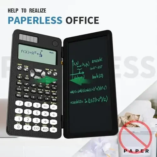 Scientific Calculator for Students with Notepad, ROATEE Middle and High School Supplies for Students, 82 MS Foldable 2-Line Display Science Calculator with Writing Tablet, Solar and Battery Powered - 6