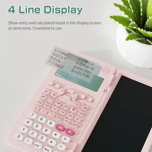 Rechargeable Scientific Calculator for Students, Pink 991ES MAX Foldable Science Calculator with Notepad 417 Function Solar Energy Science Calculators for Middle and High School Supplies (Pink) - 4