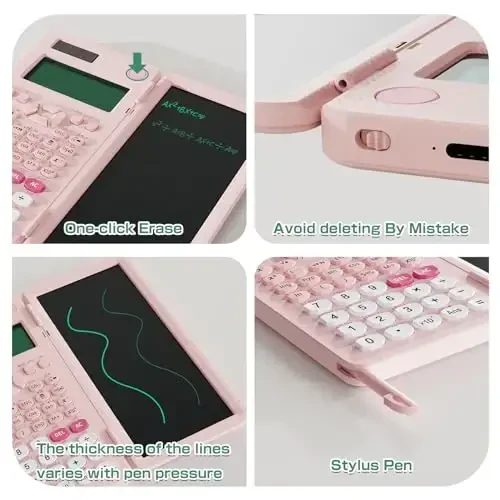 Rechargeable Scientific Calculator for Students, Pink 991ES MAX Foldable Science Calculator with Notepad 417 Function Solar Energy Science Calculators for Middle and High School Supplies (Pink) - 5
