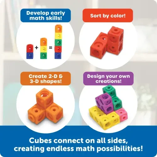 Learning Resources MathLink Cubes - 100 Pieces, Educational Math Cubes Manipulatives, Ages 5+ - LEARNING RESOURCES (1)