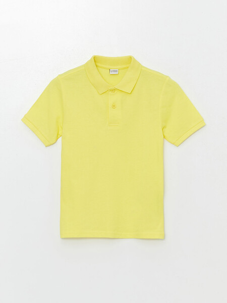 Sarı Polo Yaka Kısa Kollu Basic Erkek Çocuk Tişört-Sarı - 1