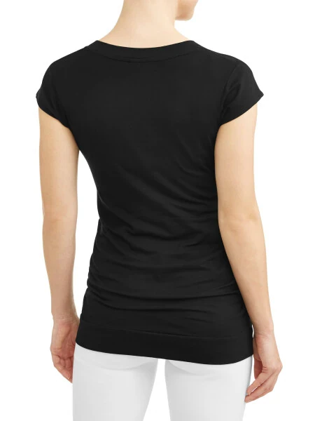 Oh! Mamma Maternity Basic V-Neck Tee With Flattering Side Ruching (Women's and Women's Plus)- - 4