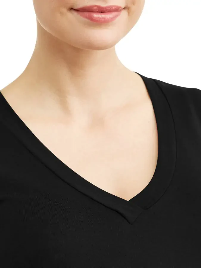 Oh! Mamma Maternity Basic V-Neck Tee With Flattering Side Ruching (Women's and Women's Plus)- - 3