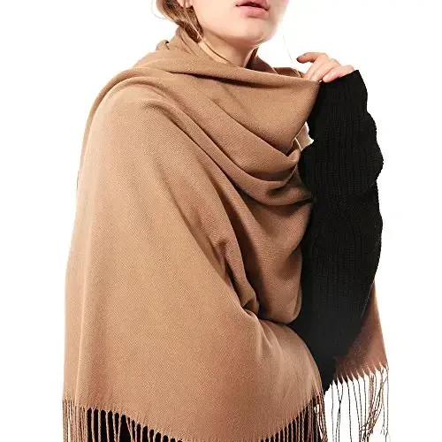 OHAYOMI Ayollar uchun qalin yumshoq PasModazoneina Shal sharfi o'rashli iliq bir rangli stole - 6