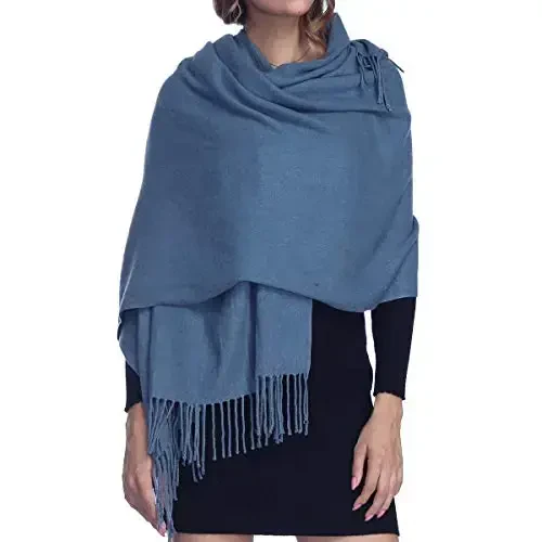 OHAYOMI Womens Thick Soft PasModazoneina Shawl Wrap Scarf Warm Solid Color Stole 