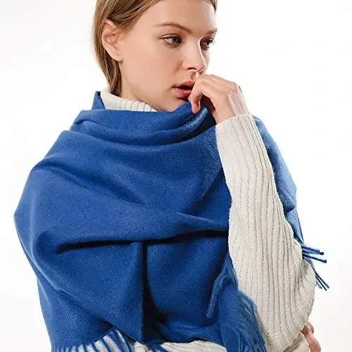 OHAYOMI Womens Thick Soft PasModazoneina Shawl Wrap Scarf Warm Solid Color Stole - 2