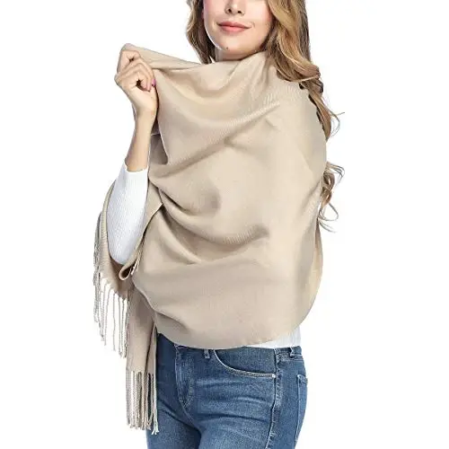 OHAYOMI Womens Thick Soft PasModazoneina Shawl Wrap Scarf Warm Solid Color Stole 